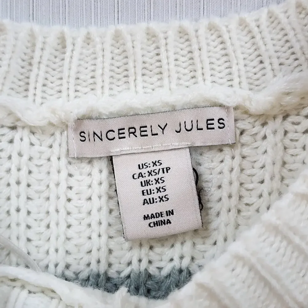 Sincerely Jules Womens Pullover Crop Sweater Size XS Colorblock Boxy Oversized
